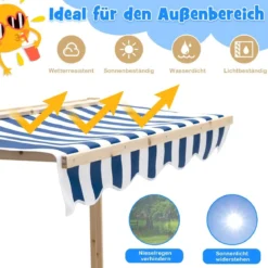 Kinder-Sandkasten Überdachter Sandkasten aus Holz mit 2 Umwandelbaren Sitzbänken