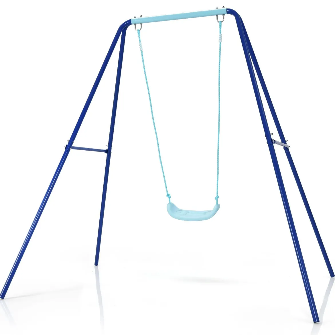 Kinderschaukel mit Gestell Outdoor-Kinderschaukel Robuste Schaukel mit stabilem A-förmigen Rahmen Blau