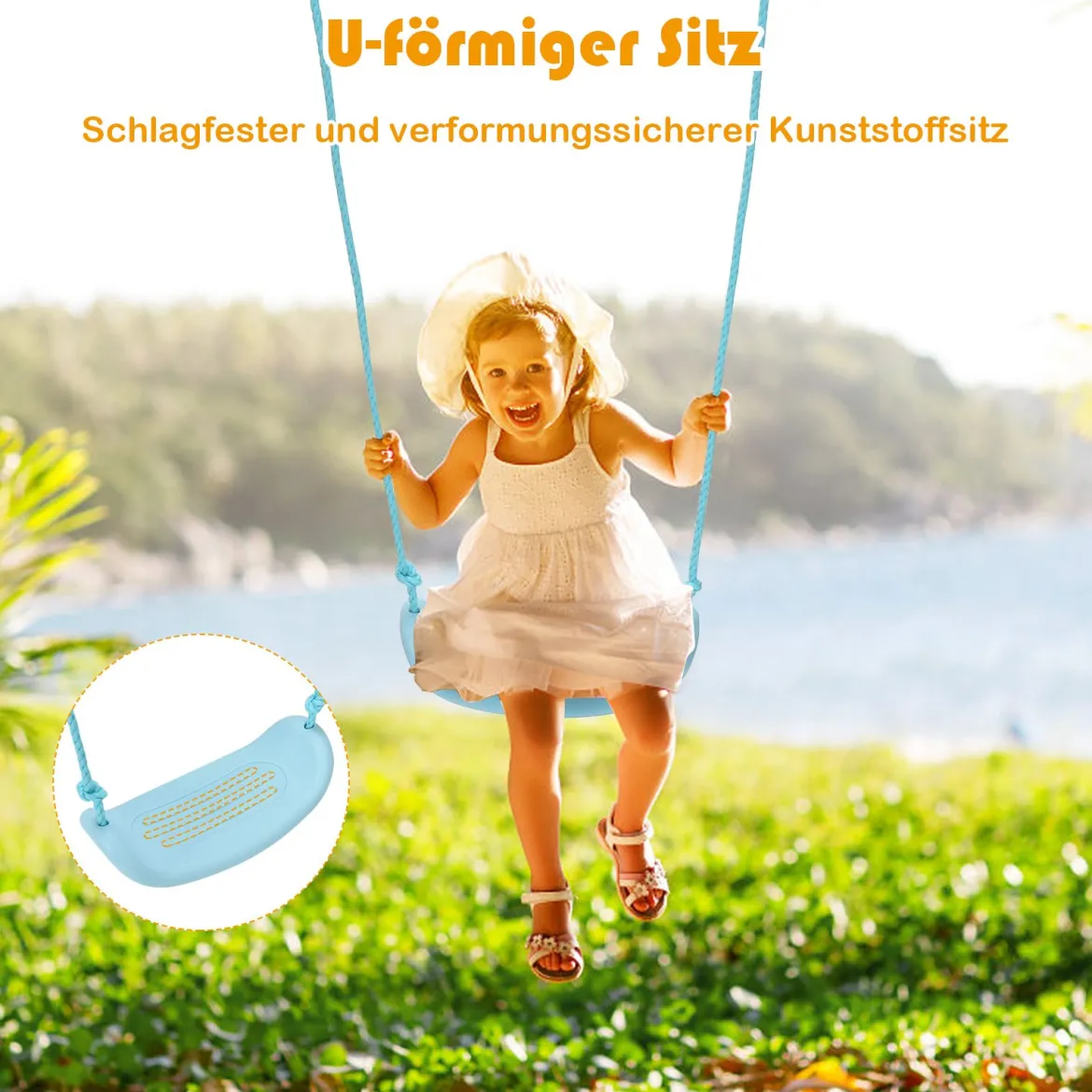 Kinderschaukel mit Gestell Outdoor-Kinderschaukel Robuste Schaukel mit stabilem A-förmigen Rahmen Blau