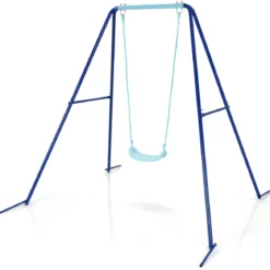 Kinderschaukel mit Gestell Outdoor-Kinderschaukel Robuste Schaukel mit stabilem A-förmigen Rahmen Blau