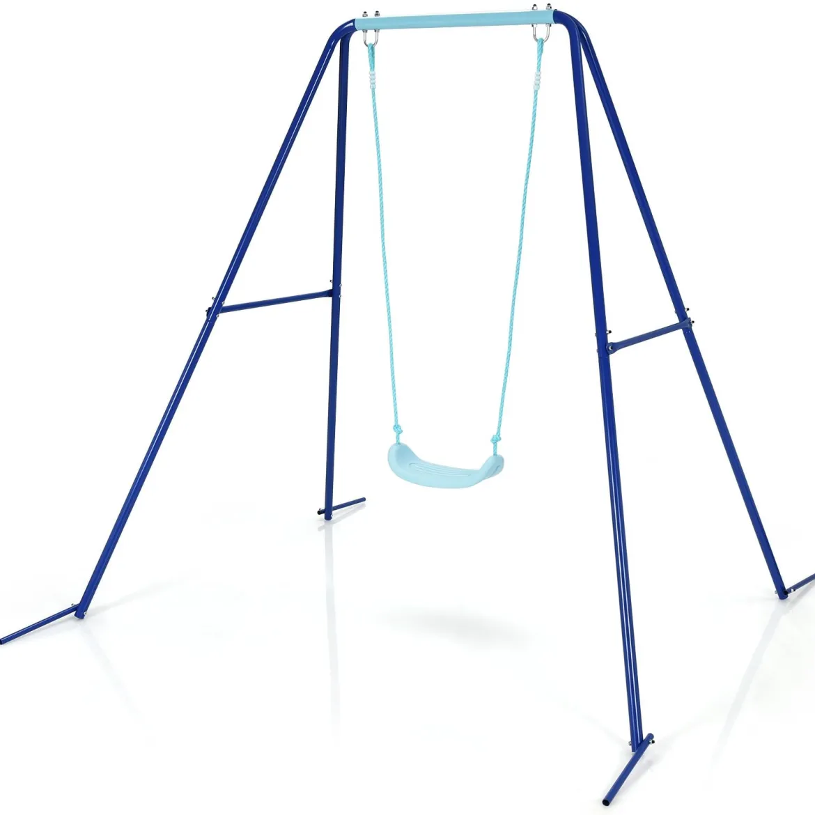 Kinderschaukel mit Gestell Outdoor-Kinderschaukel Robuste Schaukel mit stabilem A-förmigen Rahmen Blau