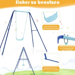 Kinderschaukel mit Gestell Outdoor-Kinderschaukel Robuste Schaukel mit stabilem A-förmigen Rahmen Blau
