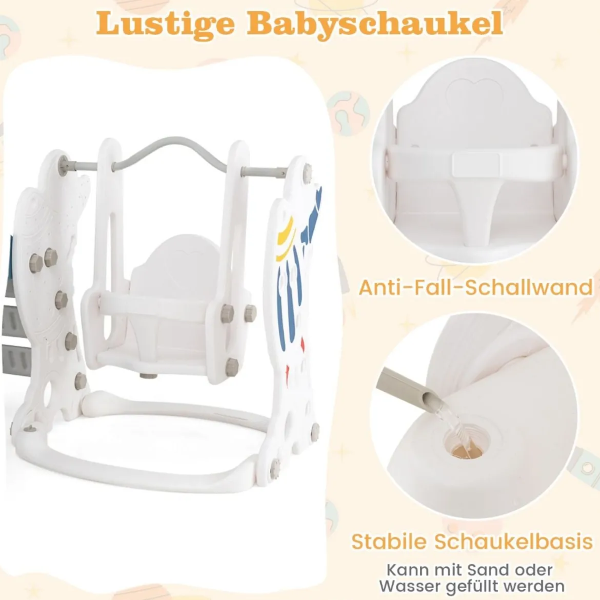 Kinderschaukel mit Rutsche 4 in 1 Schaukel & Rutsche & Basketballkorb & Leiter 185 x 150 x 92 cm