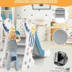 Kinderschaukel mit Rutsche 4 in 1 Schaukel & Rutsche & Basketballkorb & Leiter 185 x 150 x 92 cm