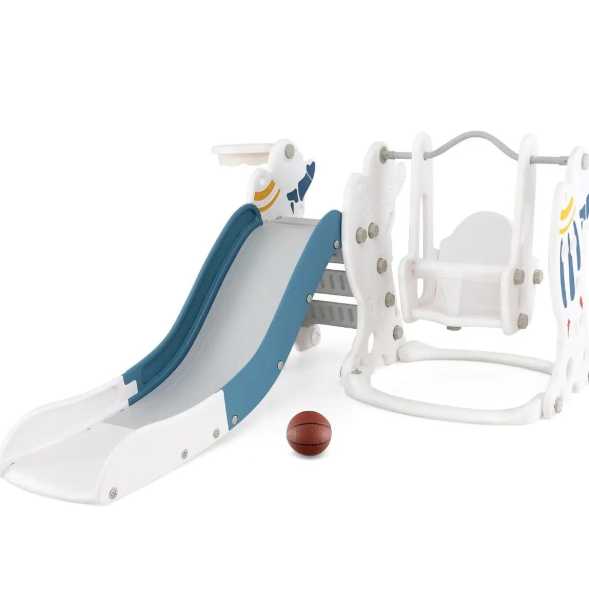 Kinderschaukel mit Rutsche 4 in 1 Schaukel & Rutsche & Basketballkorb & Leiter 185 x 150 x 92 cm