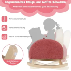 Kinderschaukelstuhl Teddy-Plüsch-Sessel mit Schaukelbeinen aus Pappelholz Rot
