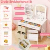 Kinder Schminktisch mit Beleuchtung Kinderschminktisch mit Spiegel Frisiertisch Weiß