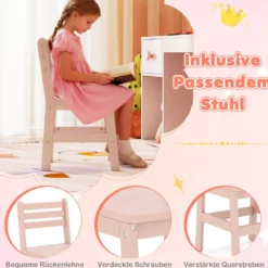 Kinder Schminktisch mit Beleuchtung Prinzessin Kinderschminktisch mit beleuchtetem Spiegel Frisiertisch Rosa
