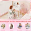 Kinder Schminktisch mit Beleuchtung 2 in 1 Frisiertisch mit Spiegel Weiß