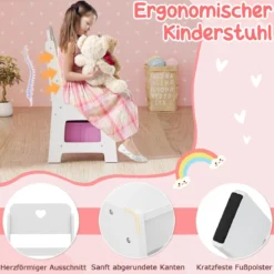 Kinder Schminktisch mit Beleuchtung & Buntem Spiegel Frisiertisch mit Regalen Kosmetiktisch Weiß