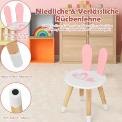 Kinder Schminktisch Schminkkommode mit Hocker Frisiertisch mit Spiegel 60 x 34 x 103 cm Rosa