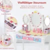 Kinderschminktisch Set Prinzessin Frisiertisch mit Klappbarem Spiegel 70 x 34 x 105 cm Weiß