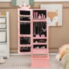 Kinder Schmuckschrank mit Ganzkörperspiegel & 2 Neigungswinkeln & 3 Schubladen Rosa