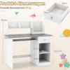 Kinderschreibtisch aus Holz mit Ablage & Bücherregal & Tastaturablage & Schublade Grau