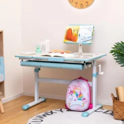 Kinderschreibtisch 51-73cm Höhenverstellbar Schülerschreibtisch mit neigbarer Tischplatte