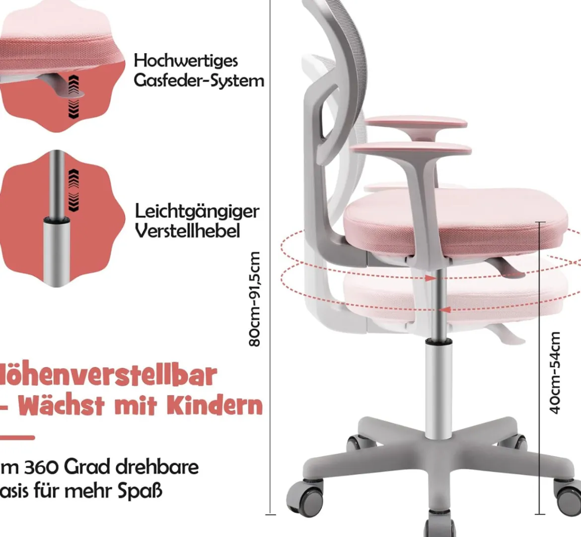 Kinderschreibtisch höhenverstellbar Schülerschreibtisch mit Kinder Schreibtischstuhl für 3-10 J. Kinder