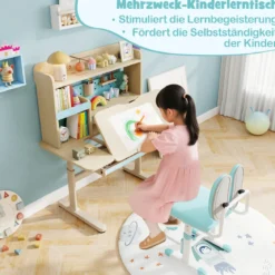 Kinderschreibtisch mit Kinderstuhl Schülerschreibtisch ergonomischer Kinderschreibtischstuhl