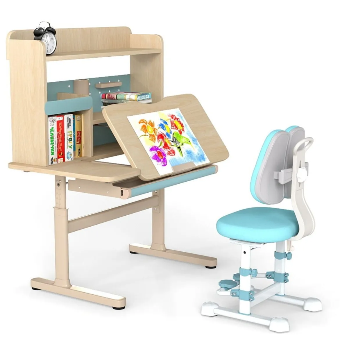 Kinderschreibtisch mit Kinderstuhl Schülerschreibtisch ergonomischer Kinderschreibtischstuhl