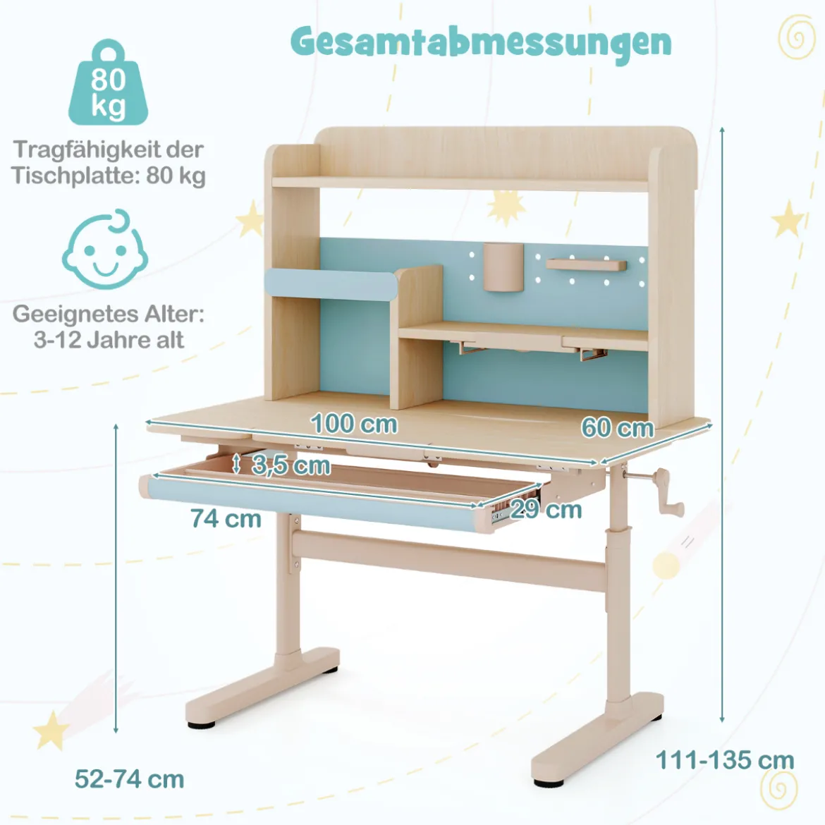 Kinderschreibtisch mit Kinderstuhl Schülerschreibtisch ergonomischer Kinderschreibtischstuhl