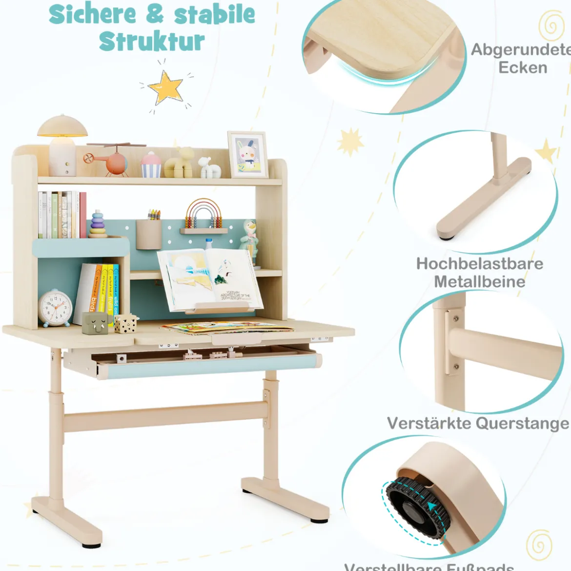 Kinderschreibtisch mit Kinderstuhl Schülerschreibtisch ergonomischer Kinderschreibtischstuhl