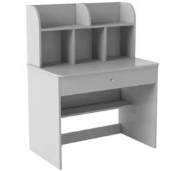 Kinder Schreibtisch mit Schublade & Ablagefach Holz Schülerschreibtisch Kindertisch Grau