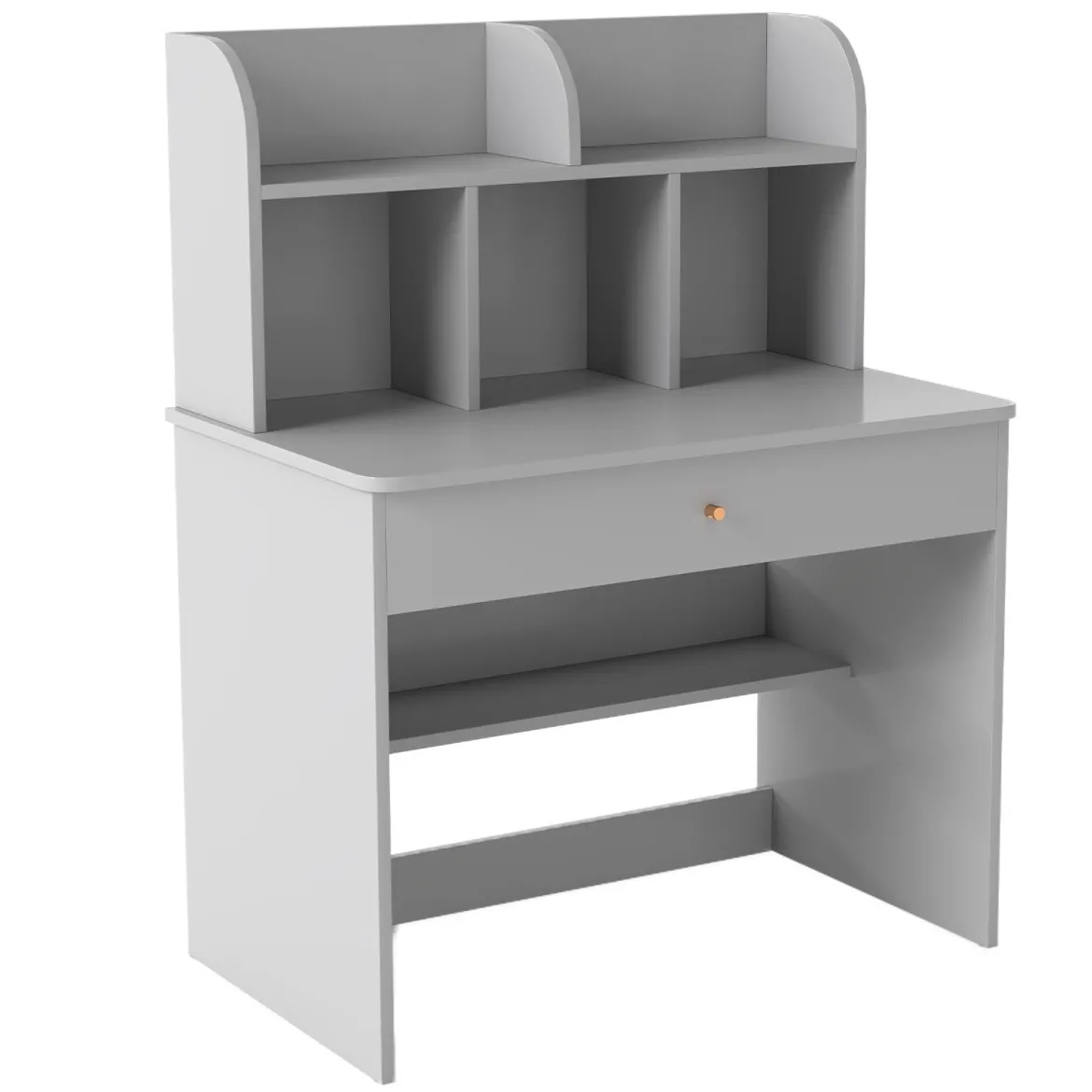 Kinder Schreibtisch mit Schublade & Ablagefach Holz Schülerschreibtisch Kindertisch Grau