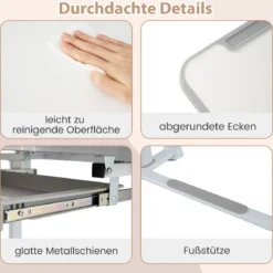Kinder Schreibtisch mit Stuhl Höhenverstellbarer Kinderschreibtisch mit Neigbarer Tischplatte Grau