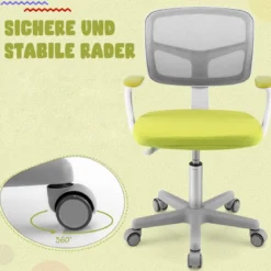 Kinder-Schreibtischstuhl Kinder-Computerstuhl mit Einstellbarer Höhe Blau/Violett/Türkis/Rosa/Lila/Grün