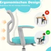 Kinder Schreibtischstuhl mit 41-52 cm Höhenverstellbarer Sitzhöhe Kinderdrehstuhl mit Rollen Türkis