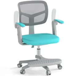 Kinder Schreibtischstuhl mit 41-52 cm Höhenverstellbarer Sitzhöhe Kinderdrehstuhl mit Rollen Türkis