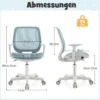 Kinder Schreibtischstuhl mit 43-55cm Verstellbarer Sitzhöhe Ergonomischer Kinderdrehstuhl auf Rollen
