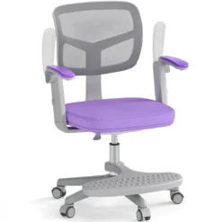 Kinder Schreibtischstuhl mit 41-52 cm Höhenverstellbarer Sitzhöhe Kinderdrehstuhl mit Rollen Violett