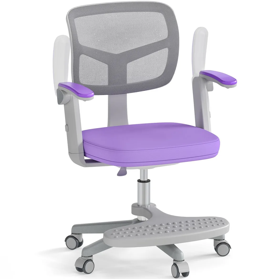 Kinder Schreibtischstuhl mit 41-52 cm Höhenverstellbarer Sitzhöhe Kinderdrehstuhl mit Rollen Violett