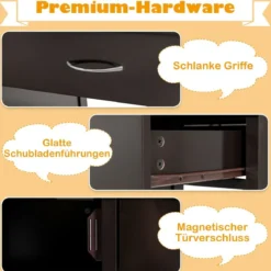 Kinderschreibtisch und Stuhl Set mit Schublade und Aufbewahrungsschränken Kindersitzgruppe Holz
