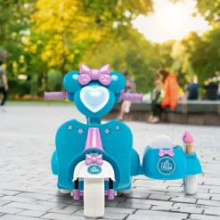 Kinder-Scooter 6V Kinderauto Batteriebetriebenes Motorrad für Kinder Beiwagen Blau