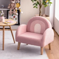 Kindersessel für Kleinkinder Kindersofa gepolstert mit Rückenlehne Rosa