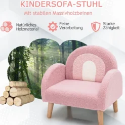 Kindersessel für Kleinkinder Kindersofa gepolstert mit Rückenlehne Rosa