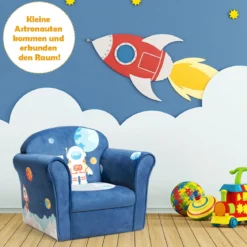 Kindersessel mit Astronauten-Motiv Kindercouch Babysessel 51 x 37,5 x 44 cm Blau