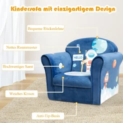 Kindersessel mit Astronauten-Motiv Kindercouch Babysessel 51 x 37,5 x 44 cm Blau
