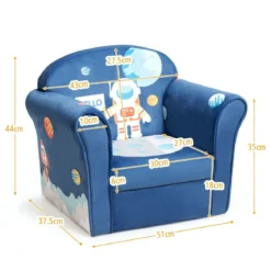 Kindersessel mit Astronauten-Motiv Kindercouch Babysessel 51 x 37,5 x 44 cm Blau