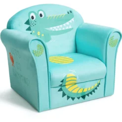 Kindersessel mit Krokodil-Motiv hellblauer Kindersessel 50 x 37,5x 42 cm Grün + Hellblau
