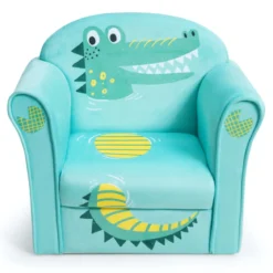 Kindersessel mit Krokodil-Motiv hellblauer Kindersessel 50 x 37,5x 42 cm Grün + Hellblau