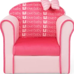 Kindersessel mit Rückenlehne & Armlehnen & Süßen Mustern & Schaumstoff Kindersofa Rosa