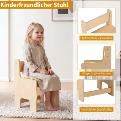 Kindersitzgruppe aus Holz Kindertisch und Stuhl Set aus Höhenverstellbarem Kindertisch und 2 Stühlen