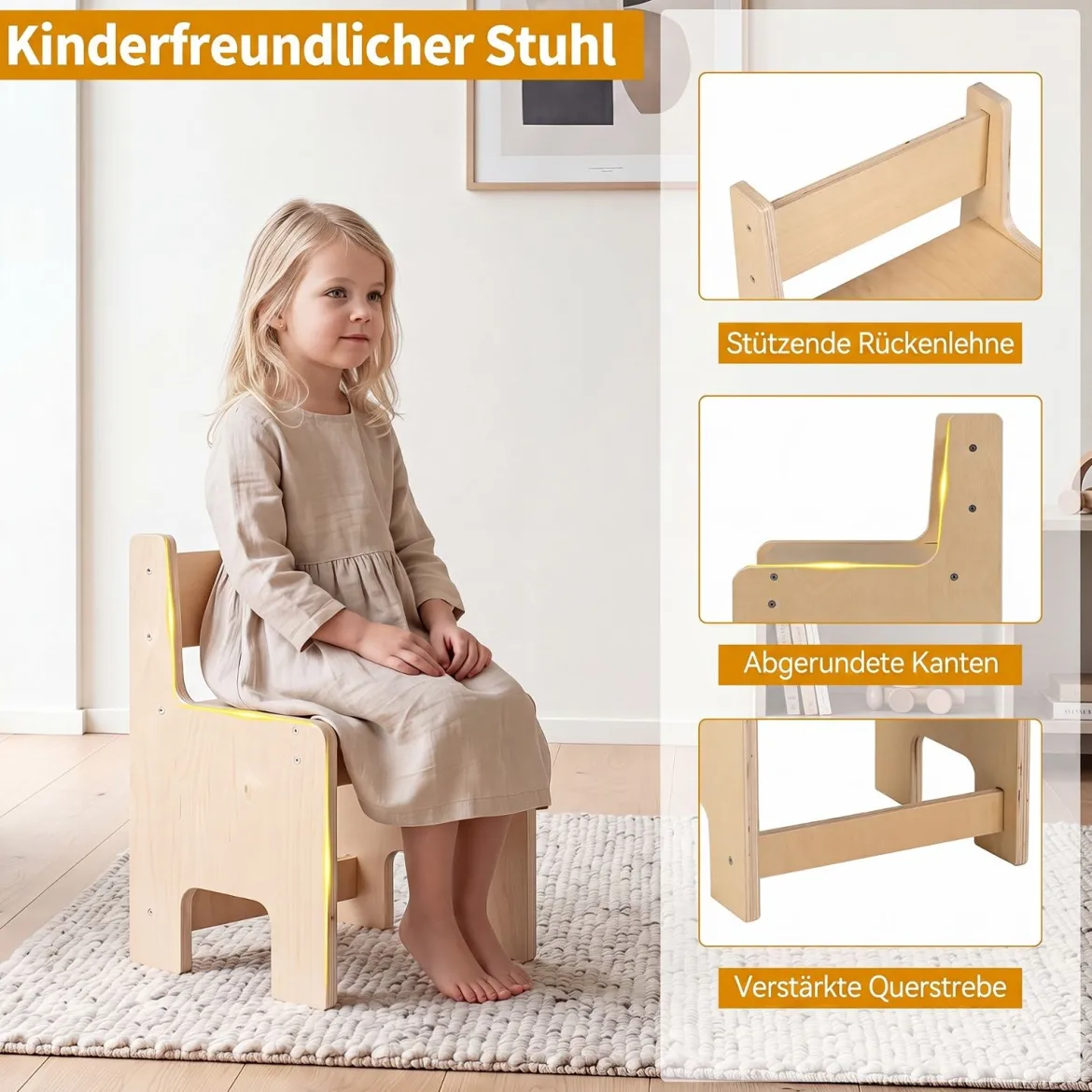 Kindersitzgruppe aus Holz Kindertisch und Stuhl Set aus Höhenverstellbarem Kindertisch und 2 Stühlen