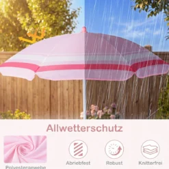 Kindersitzgruppe mit Höhenverstellbarem Sonnenschirm 4 TLG. Kindersitzgarnitur mit Tisch & 2 Klappstühlen
