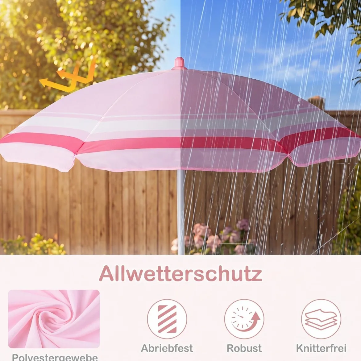 Kindersitzgruppe mit Höhenverstellbarem Sonnenschirm 4 TLG. Kindersitzgarnitur mit Tisch & 2 Klappstühlen