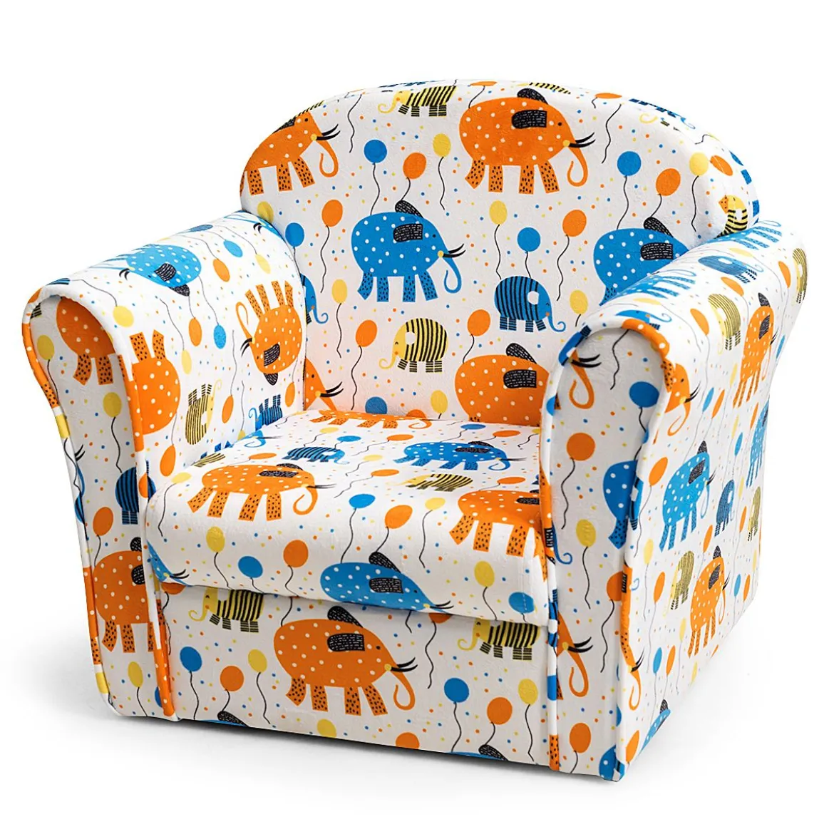 Kindersofa Kindersessel mit Elefantenmuster Kindercouch mit Holzrahmen 50 x 37,5 x 43 cm Bunt