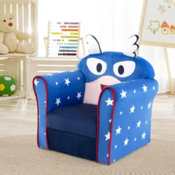 Kinder-Sofa Kleinkinder Polster-Armlehnenstuhl mit massivem Holzrahmen 50 x 40 x 54 cm Blau