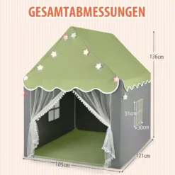 Kinderspielhaus mit Sternenlichter & Fenster & Matte & doppeltem Vorhang Kinderzelt